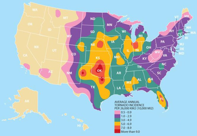 Map of America showing different heat maps