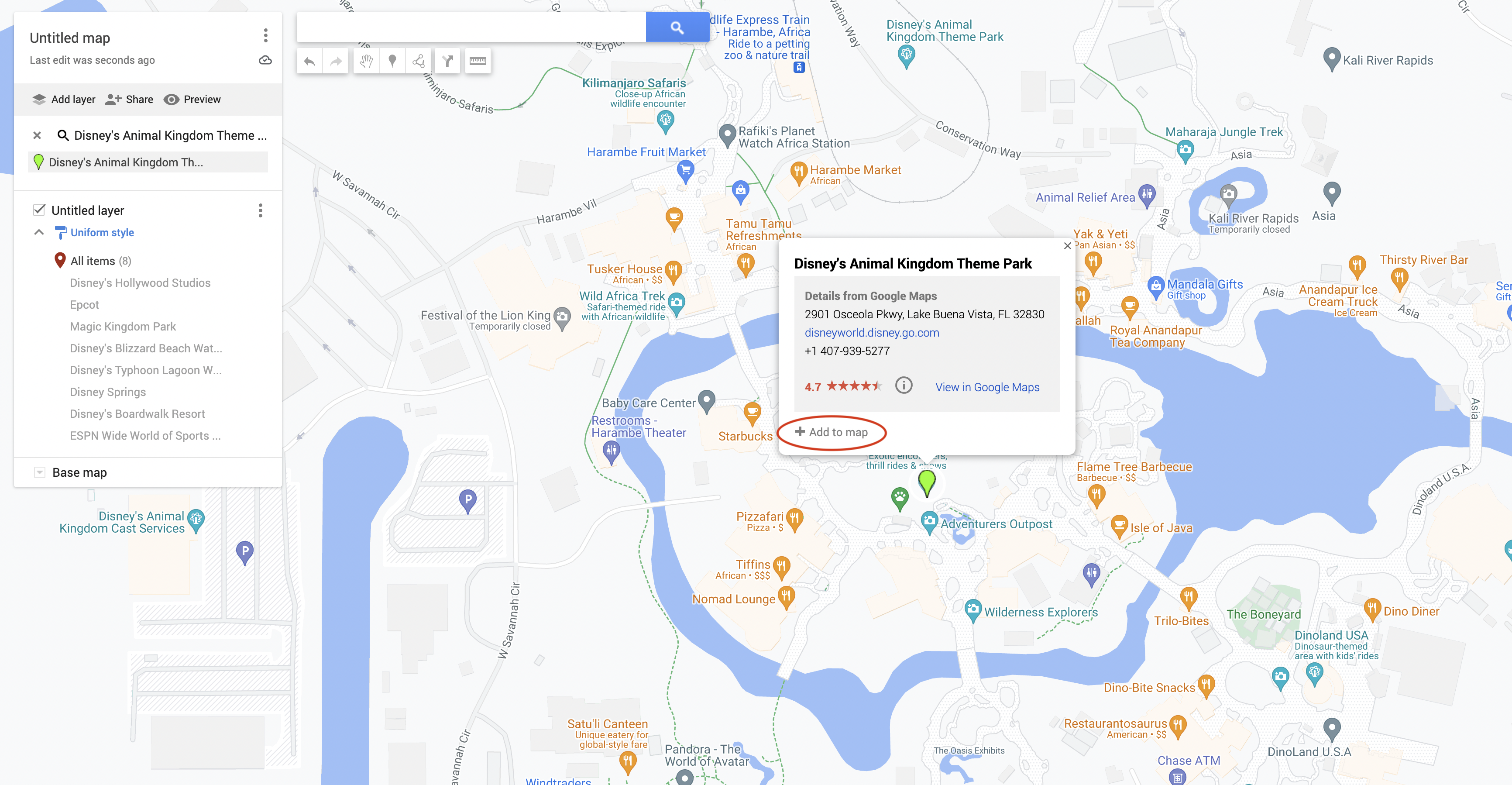 Screenshot of Google My Maps pop-up box while creating a custom Google Map.