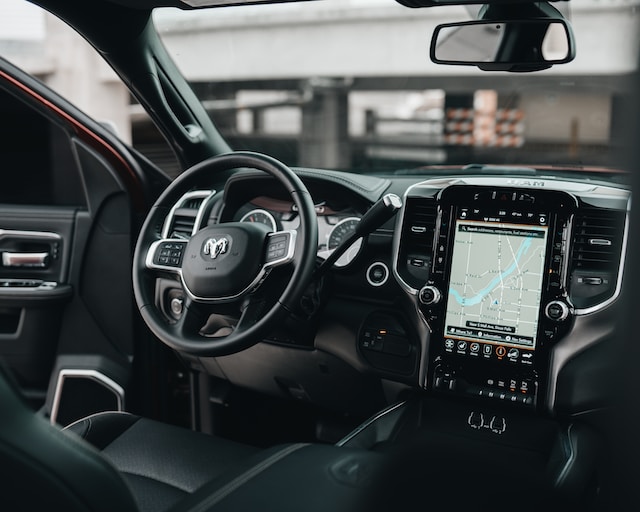 A car with inbuilt GPS system for easy navigation.