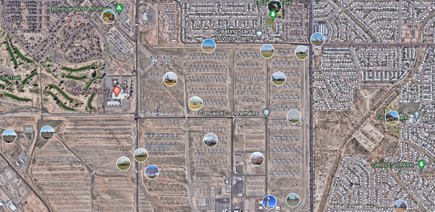 The Davis Monthan Air Force base on Google Earth.
