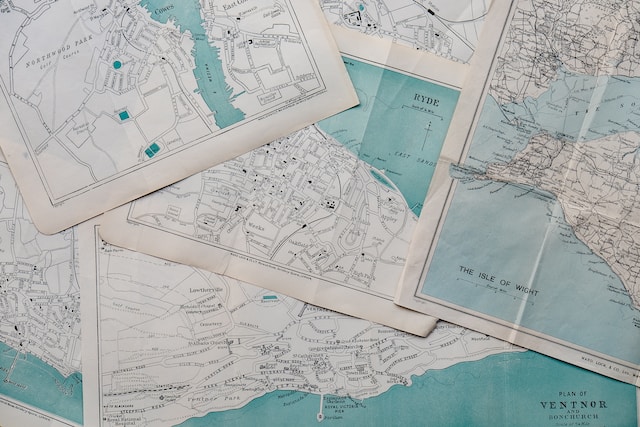 Different topographic maps of various countries and continents