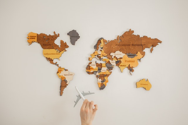 A canvas showing the continents of the world. 