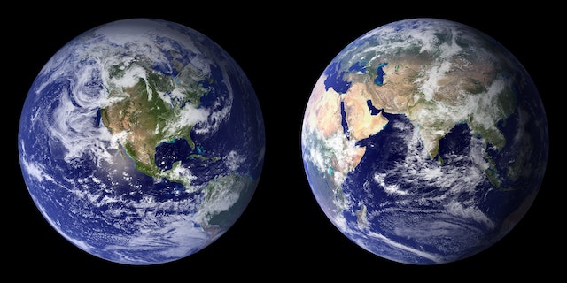 Two satellite imageries of the earth. 