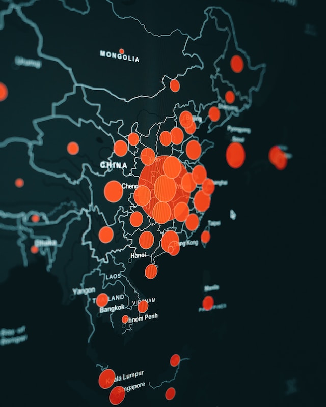 A business uses a heat map to determine interest in their products in different markets.