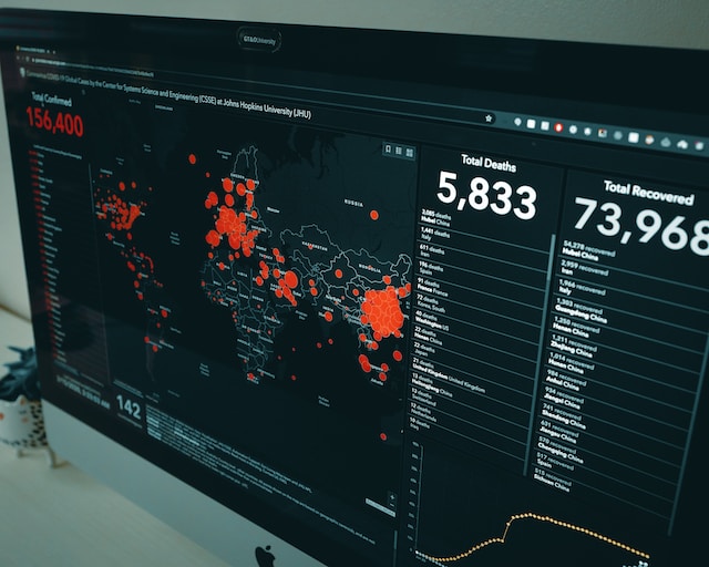 A healthcare provider using map charts to track how quickly the disease spreads worldwide.