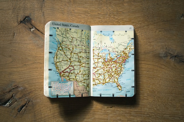 A book showcasing the 50 states and capital of the United States.