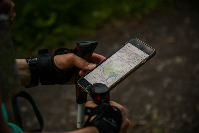 A traveler checks out how much distance they covered during a recent nature walk.