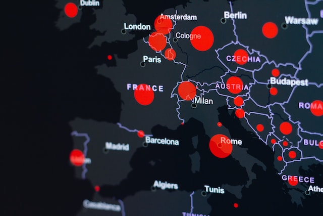 A company uses a custom postal code map to find locations with low competition in Europe.